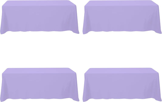 BRILLMAX 4 Pack Lavender Tablecloths for 8 Foot Rectangle Tables 90 x 156 Inch - 8ft Rectangular