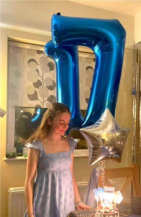 Navy Blue Large Number 7 Balloon, 40 Inch, 7th Seven Birthday Balloon Number, Mylar Foil Birthday