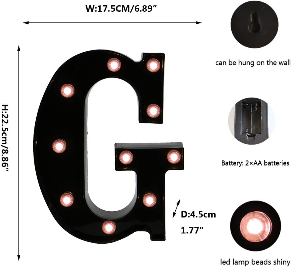 OYCBUZO Light Up Black Alphabet Marquee Letters Sign LED Marquee Number Lights Sign for Night Light
