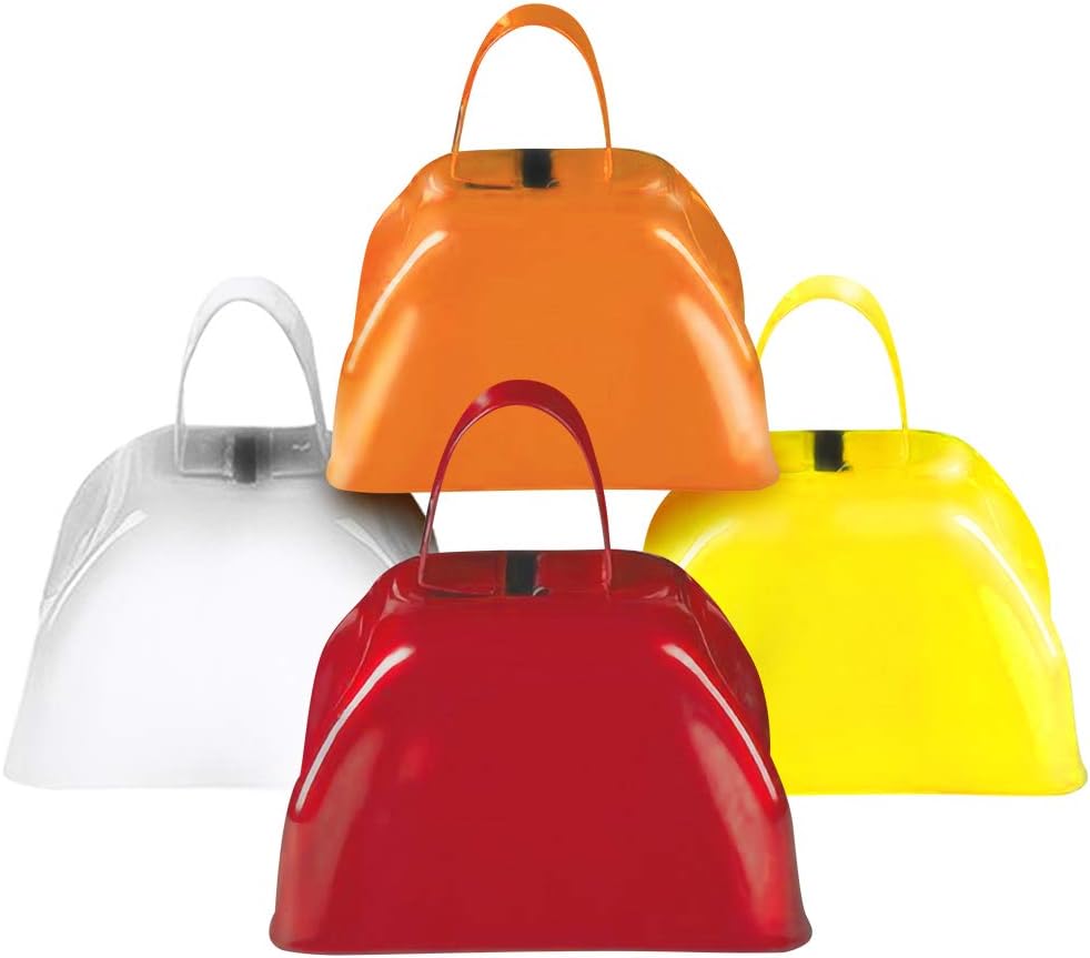 ArtCreativity 3 Inch Metal Cowbells Set - Pack of 4 - Loud Metal Cowbell Noisemakers with Handles