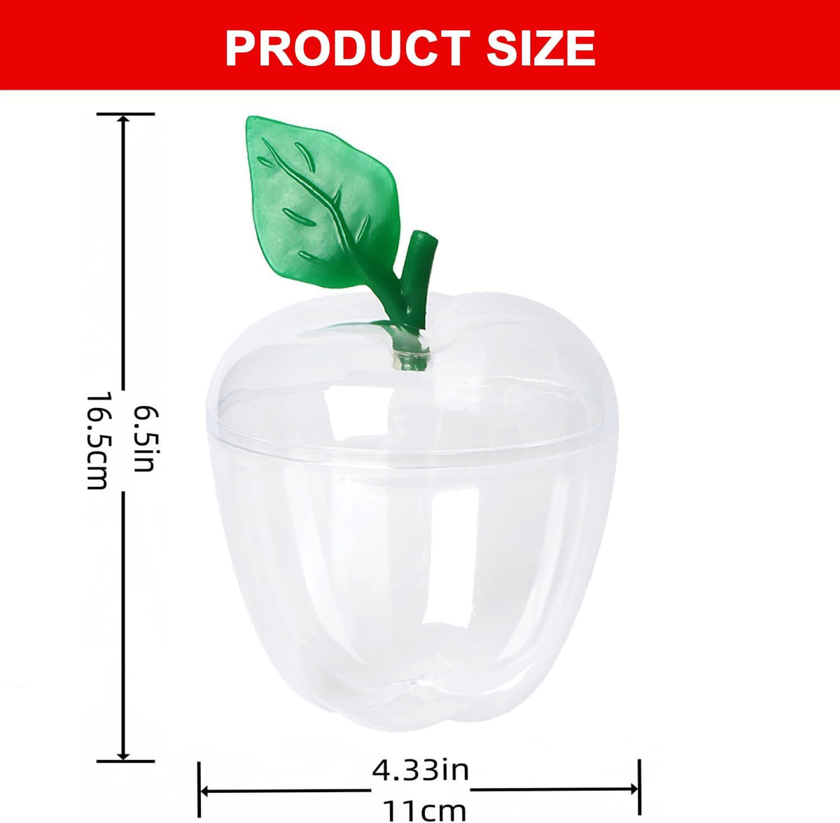 Tevrel Large Clear Apple Container (Pack of 2) – Apple Shaped Plastic Candy Jars for Gifts, Teacher