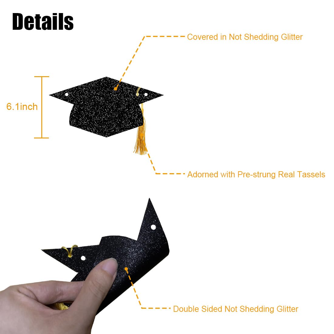 Graduation Decorations Class of 2026 Glitter Pre-Strung Congrats Grad with Tassel Party