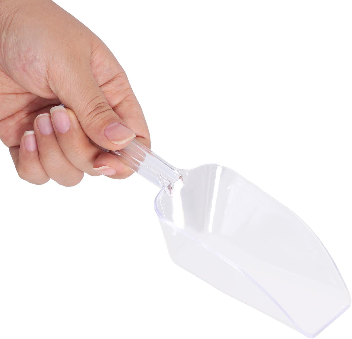 6Pcs Clear Plastic Ice Scoop, 7.5 Inch Multi-purpose Kitchen Scoops for Party Wedding Food Popcorn