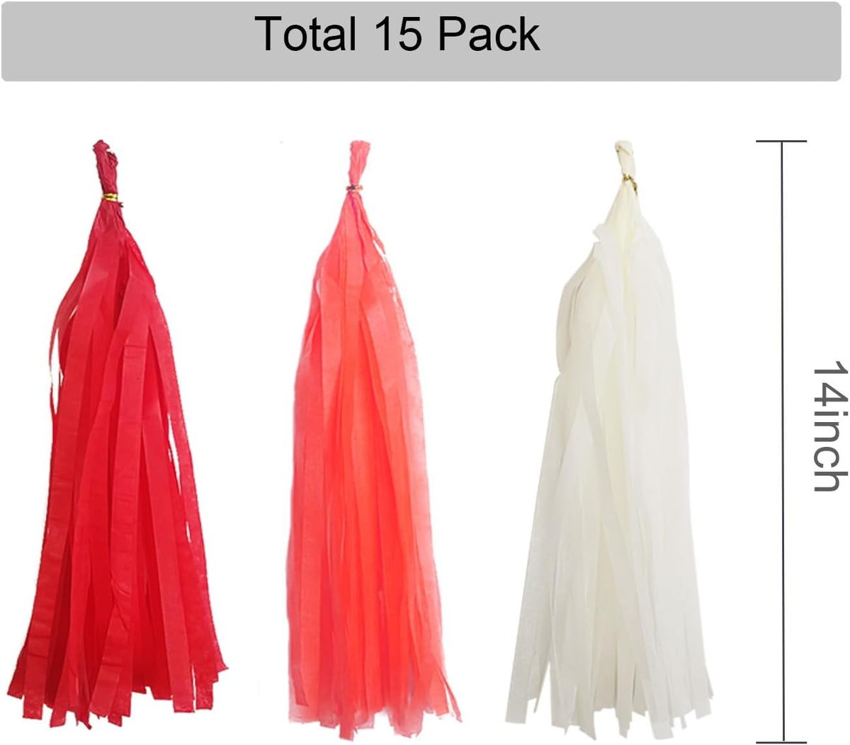 GAKA Red and White Tissue Paper Tassel(3 Colors),Paper Tassel Garland Banner for Wedding Birthday