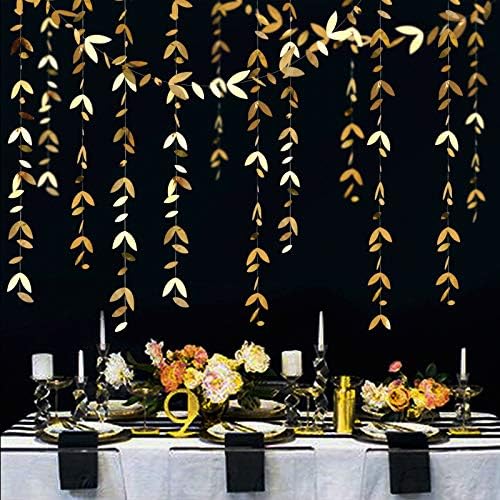 Gold Party Decorations Leaf Garland Hanging Paper Gold Leaves Streamer Banner for Wedding