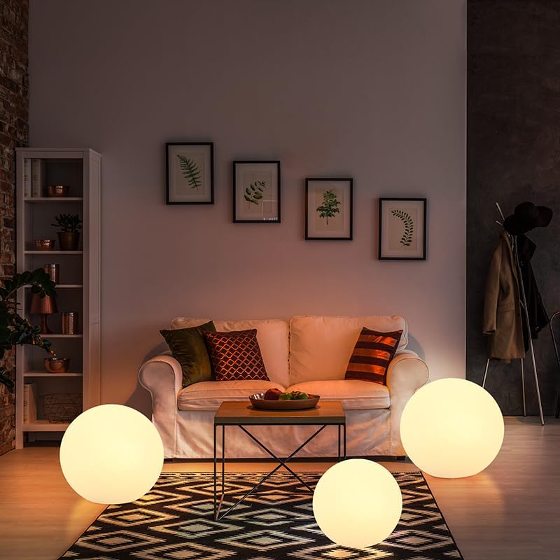 Globe Floor Lamp, 14-inch LED Ball Light with Remote,16 RGB Color Dimmable Rechargeable Nursery