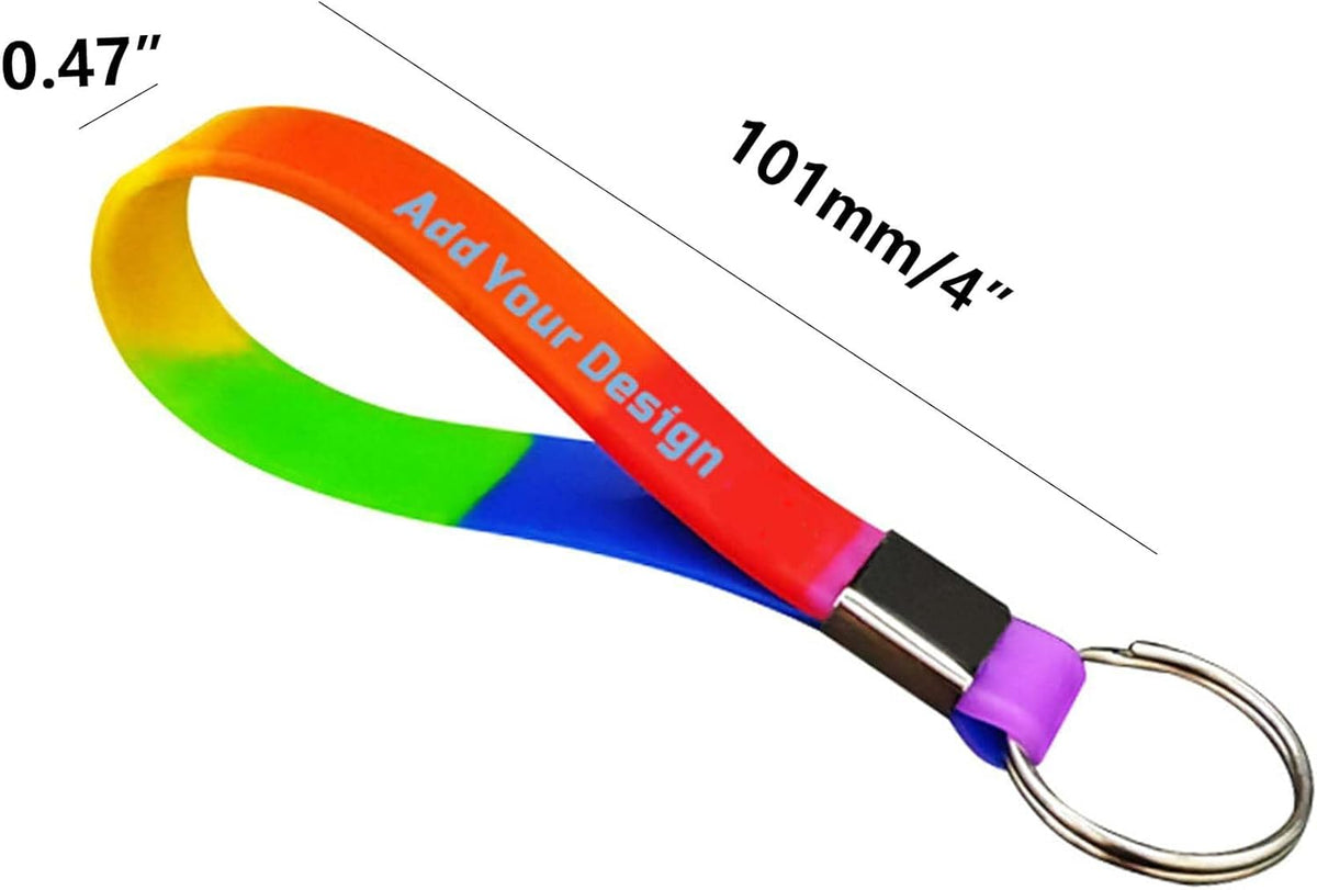 50 Personalized Silicone Keychains for Backpack Key Cellphone, Custom Silicone Keyrings