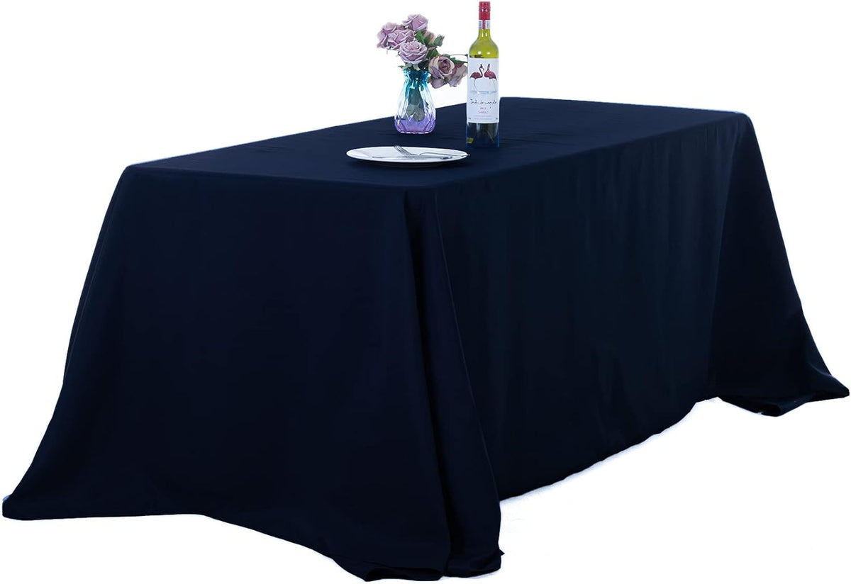 Ascoza 2pack 90x156 Inch Navy Rectangular Tablecloth 8 Feet Table Cloth in Polyester Fabric for