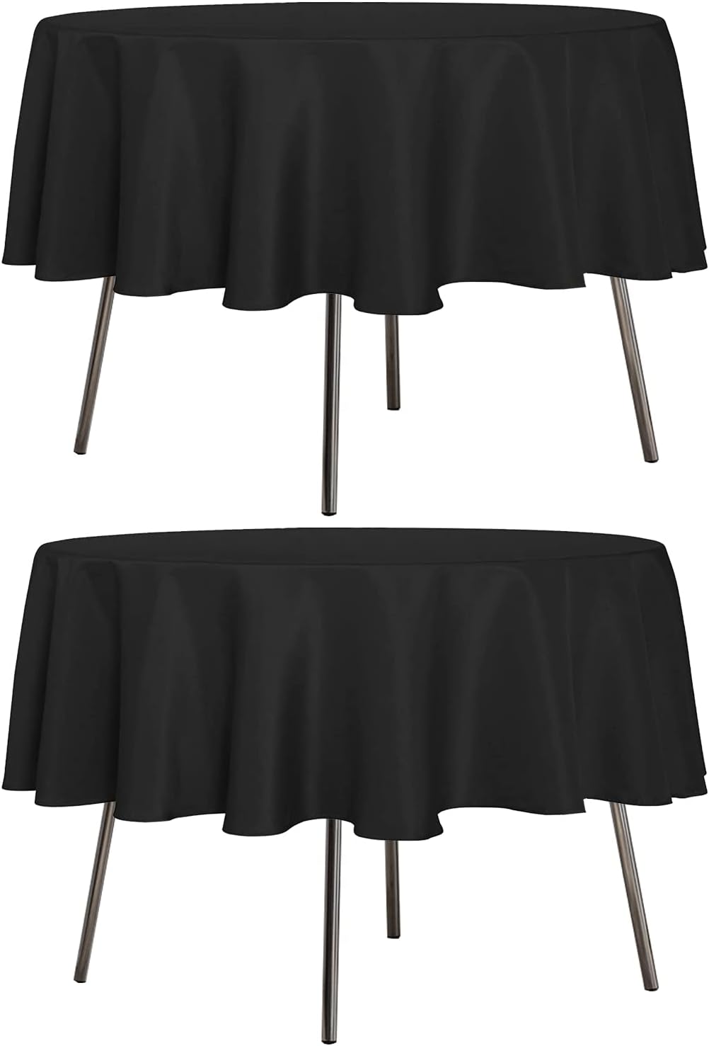 sancua 2 Pack Round Tablecloth 60 Inch Black, Stain and Wrinkle Resistant Table Cloth - Washable
