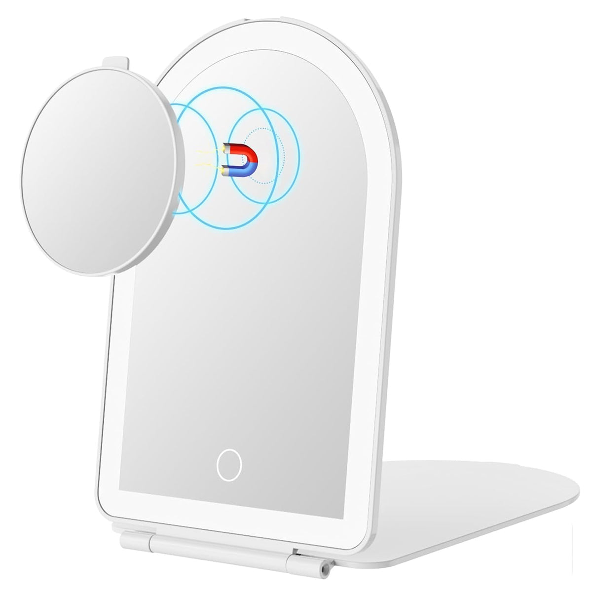 FUNTOUCH Rechargeable Travel Makeup Mirror with Lights,Portable Lighted Compact Mirror with Small