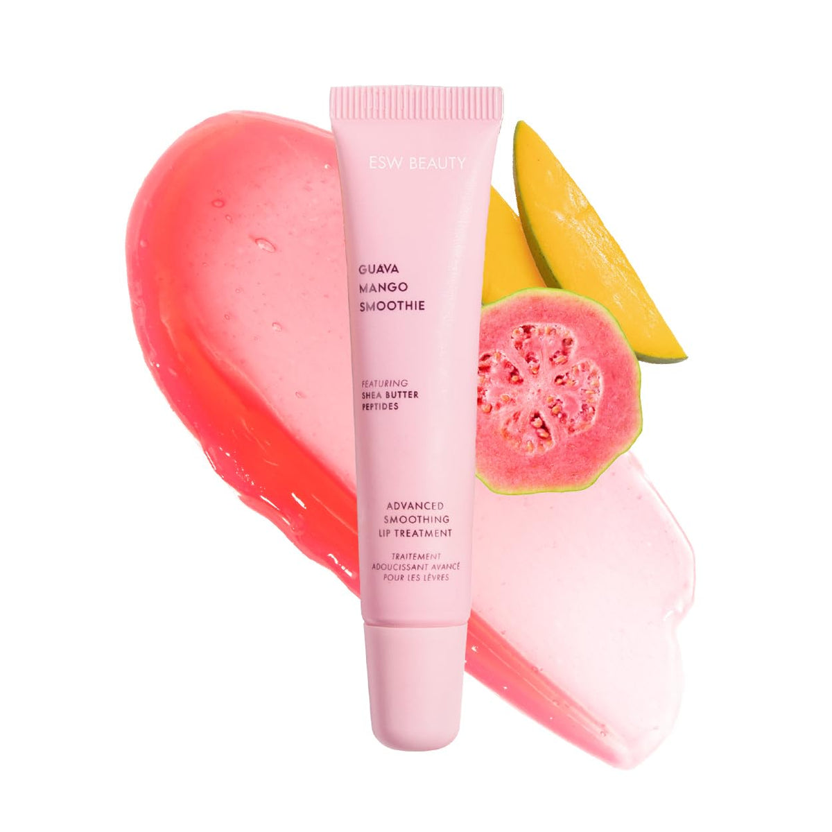 ESW Beauty Guava Mango Smoothie Lip Treatment - Light Pink Tint with Shea Butter, Peptides, Guava &
