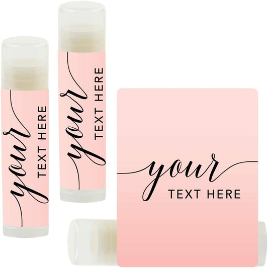 Andaz Press Personalized Blush Pink Rose Elegant Party, Lip Balm, Your Text Here, 12-Pack, Custom
