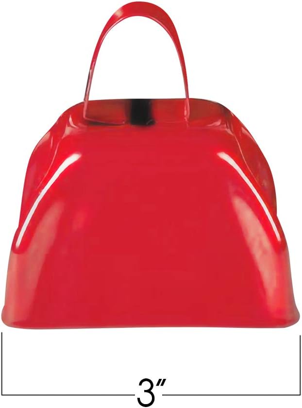 ArtCreativity 3 Inch Red Metal Cowbell Noisemakers - Pack of 12 - Loud Metal Cowbell Noise Makers
