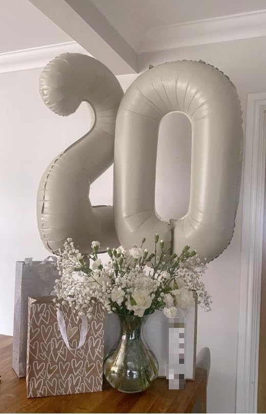 Cream White 0 Number Balloon 40 Inch, 0 Decorations for 10 20 30 40 50 60 70 80 90 100Birthday