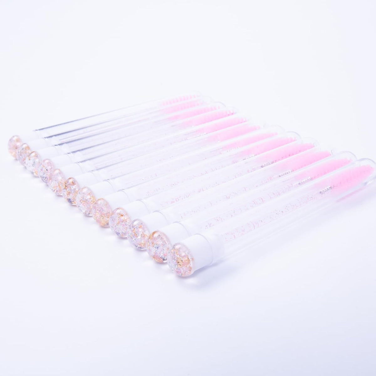 i-Laesh 20Pcs Diamond Foil Gold Pink Disposable Mascara Wands with Tube - Spoolies for Eyelash