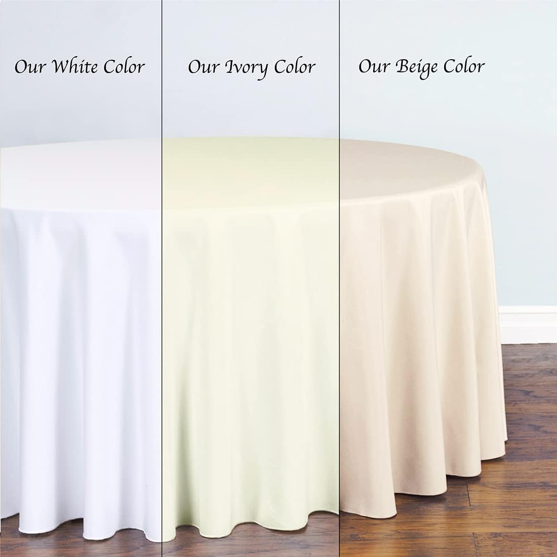 LTC LINENS 10 Pack 120 Inch Round Tablecloth Beige for 60 Inch Round Table - Bulk Round Table Cover