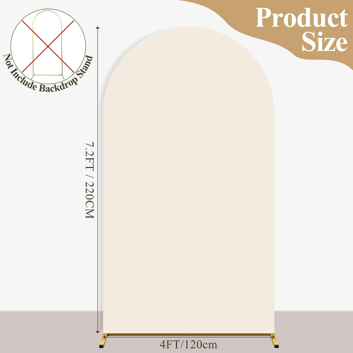 Ledido Wedding Arch Backdrop Cover 7.2FT Arch Covers Fitted Stretchy Spandex Round Top Stand