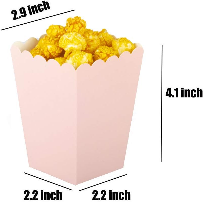 Pink Popcorn Boxes Mini Pack of 12, Paper Popcorn Container for Birthday Party, Graduation