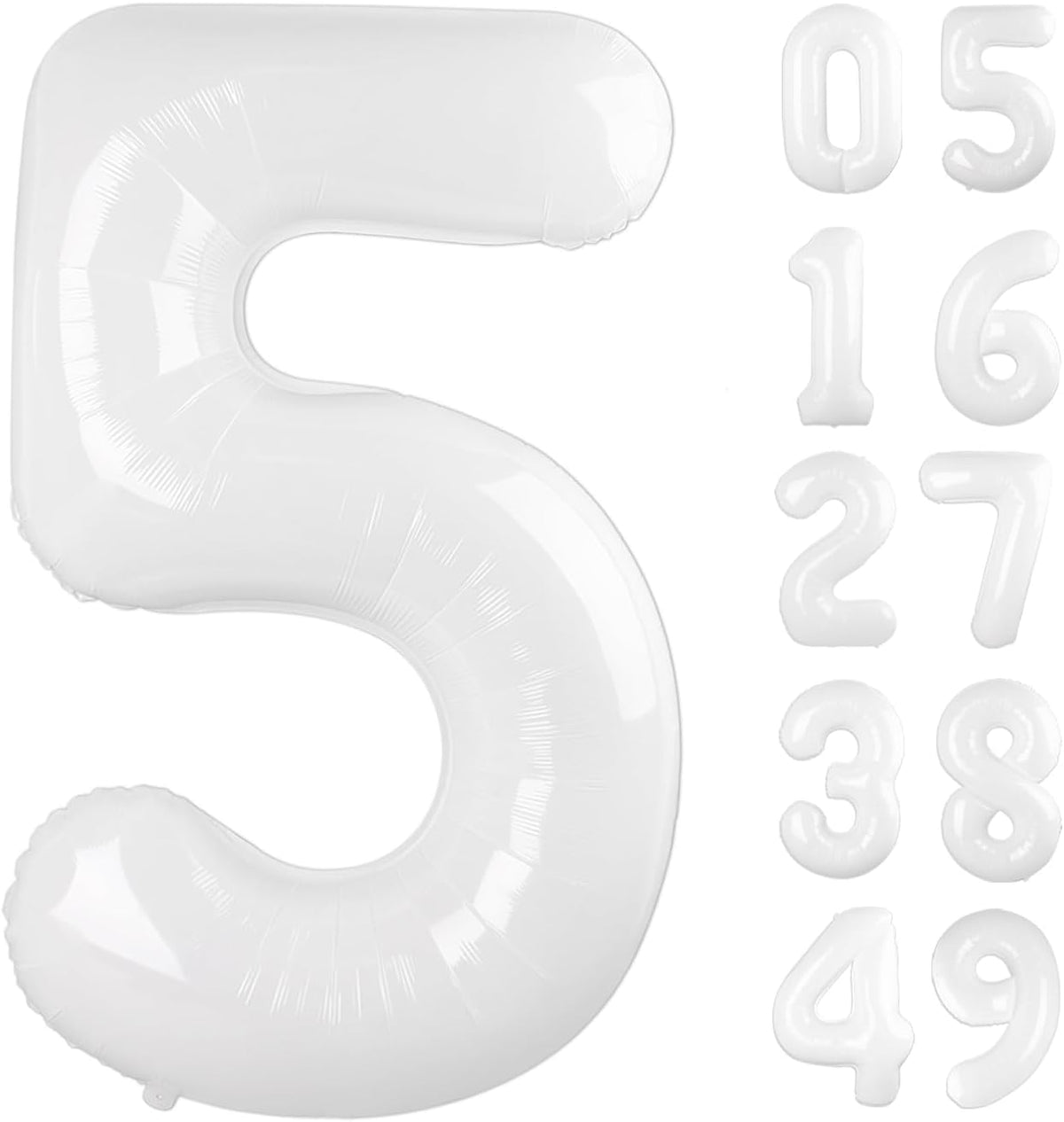 White 40 Inch Large Number 5 Birthday Balloon, 2025 Five 5th 15 25 35 50 55 Birthday Celebration