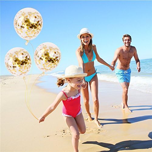 Gold Confetti Balloons 20 Pieces, 12 Inches Party Balloons With Golden Paper Confetti Dots For