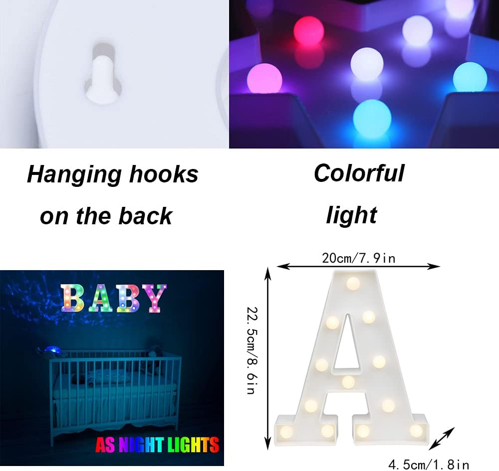 Light Up Colorful LED Marquee Letter lights, 18 Colors Changing Alphabet Letters Sign with Remote