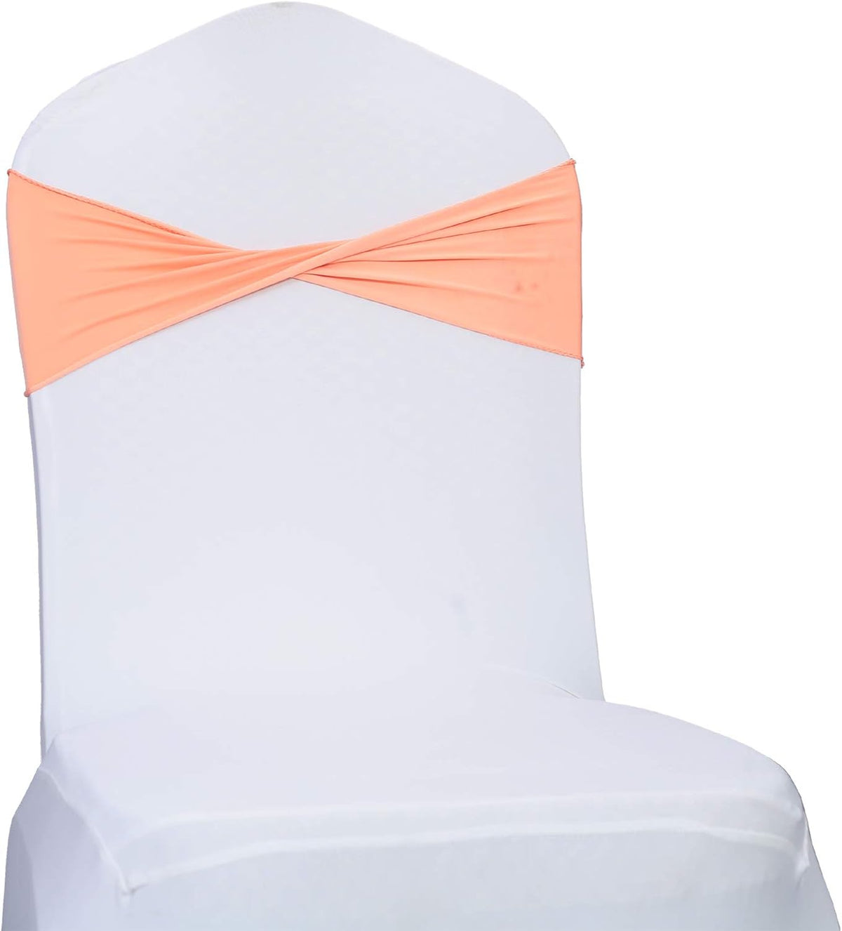 VDS Pack of 50 PCS | Peach | Spandex Chair Sashes Bows Without Buckle | Stretch Elastic Banquet