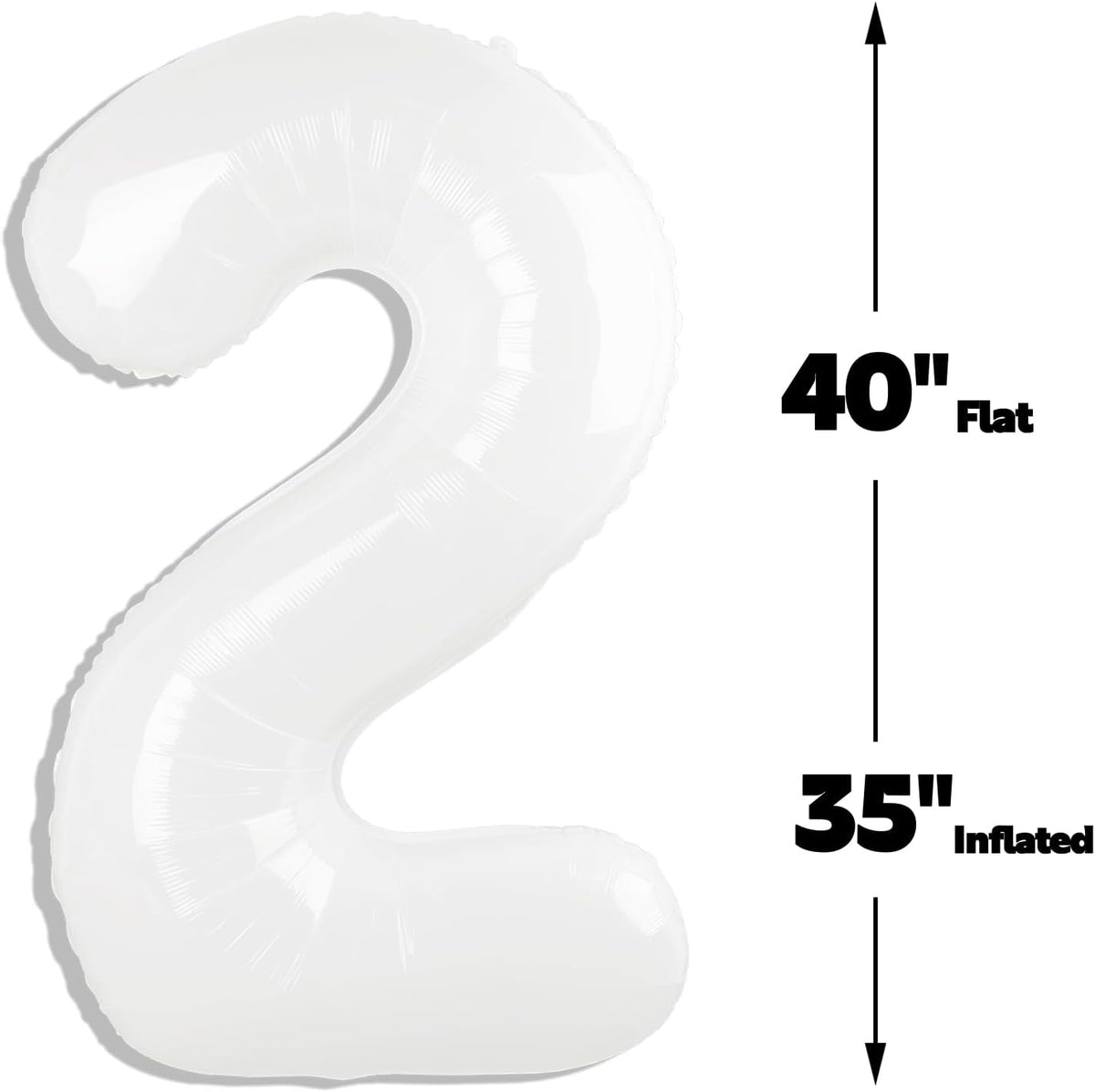 Big 40 Inch White 2 Number Balloon Birthday Decoration, White Number 2 Helium Balloons 12 20 22 23