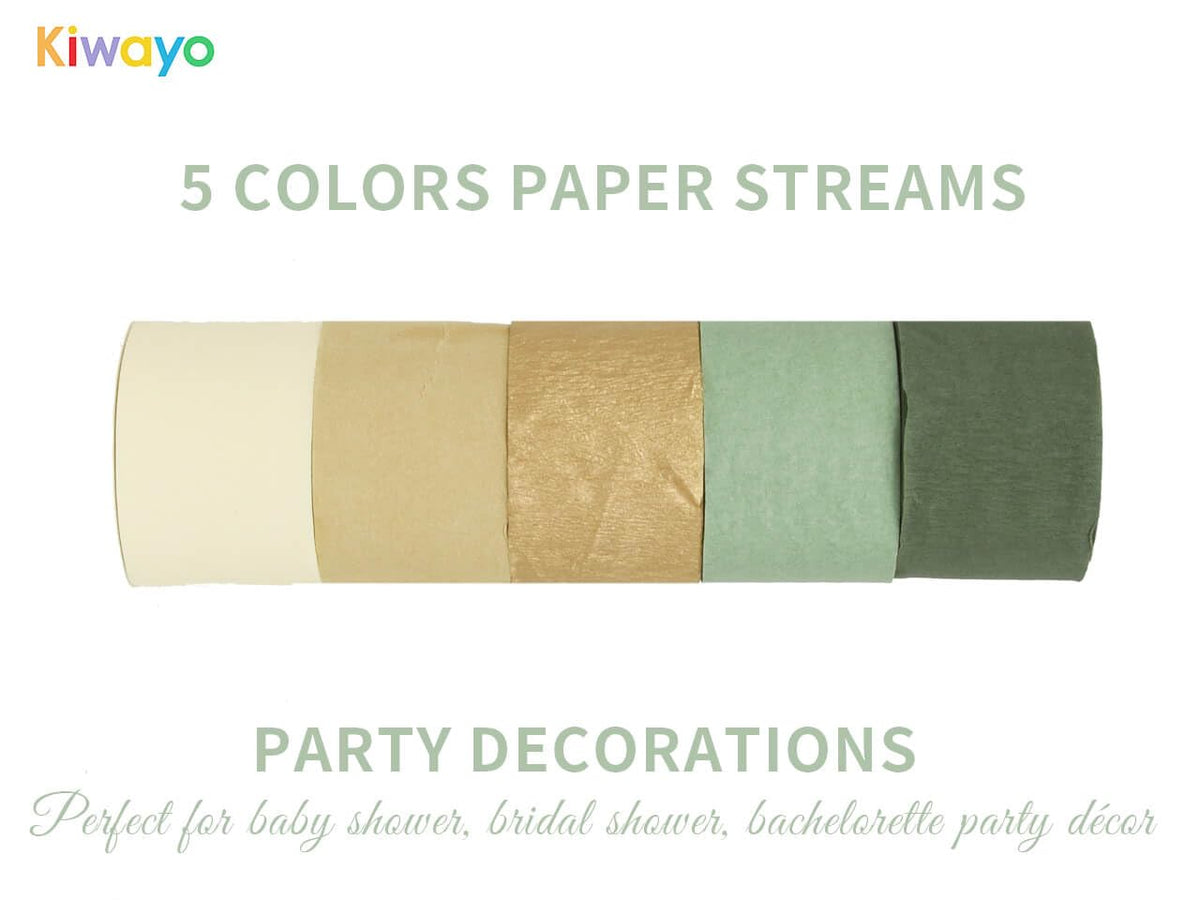 Kiwayo Birthday Baby Shower Decorations, Sage Green Gold Crepe Paper Streamers Party Decorations(5