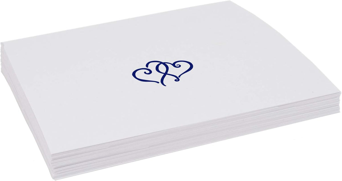 Linked Hearts Place Cards, Navy (Choose Color), Set of 60, Pre-cut and Scored - Wedding, Party