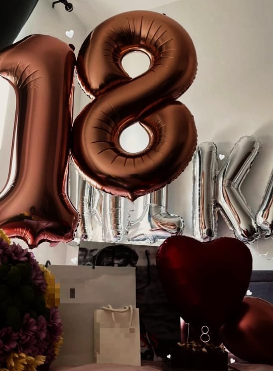 Large 40 Inch Coffee Brown 3 Number Balloon, 3 13 23 30 33 36 38 Dark Brown Birthday Party
