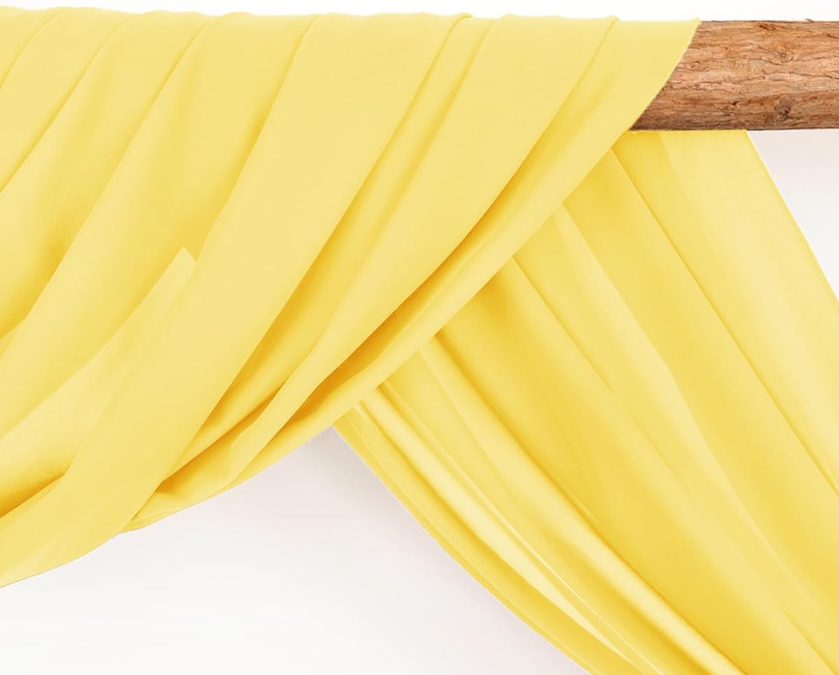 Wedding Arch Draping Fabric 2 Panels 30'' x 18FT Yellow Sheer Chiffon Arch Drapery for Photo Booth