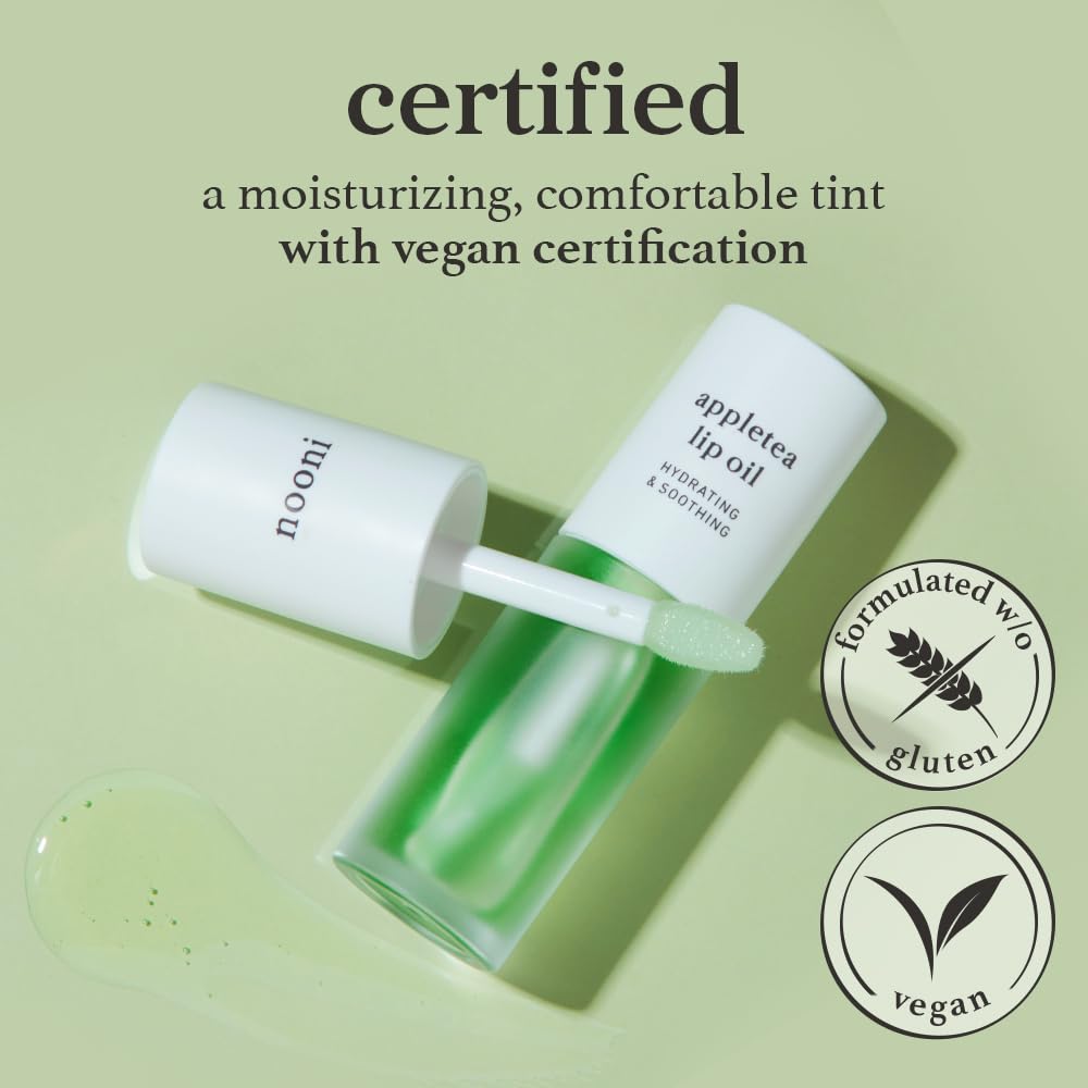 NOONI Korean Lip Oil - Appletea | Long-Lasting, Moisturizing, Plumping, Revitalizing for Dry Lips
