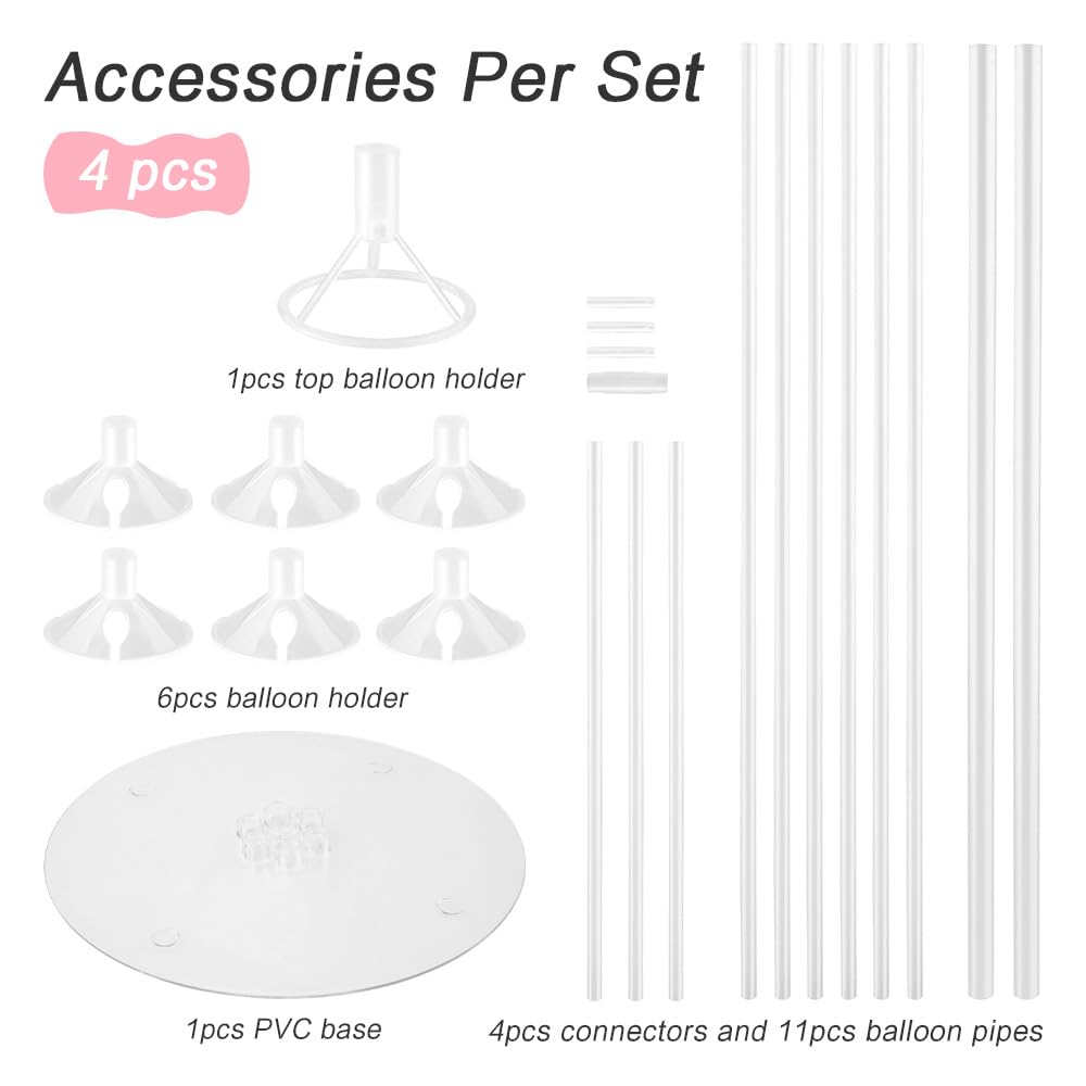 4 Sets Balloon Stand Kit Balloon Arch Kit for Birthday Party Baby Shower