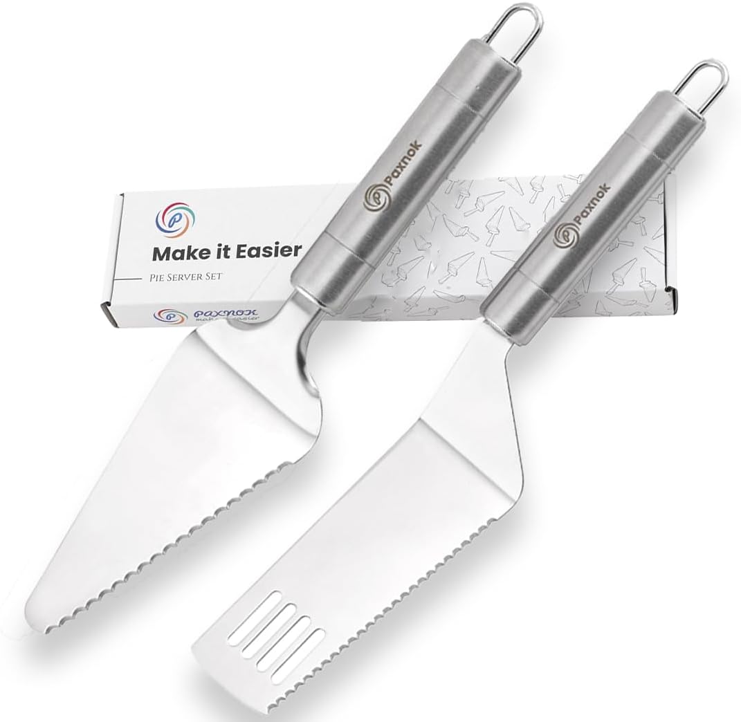 Pie Server Spatula and Cake Cutter Slicer, Stainless Steel Set - Kitchen Essentials for Cutting &