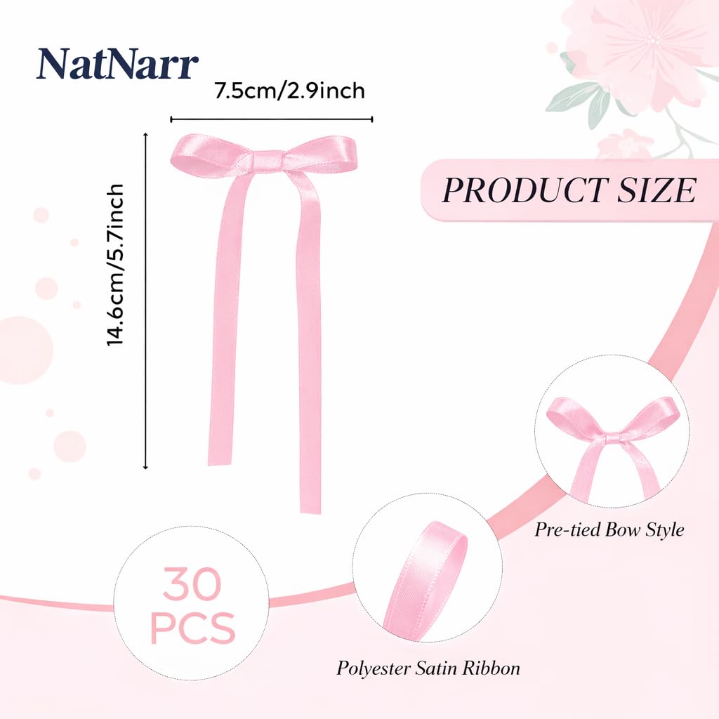 30 Pack Bow Cake Toppers Pink Ribbon Bows for Cake Back to School Decor