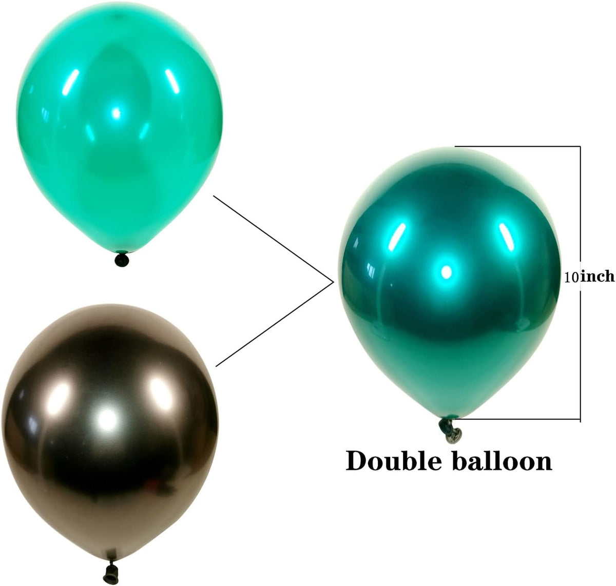 Metallic green balloons, 50 pcs 10 inches emerald green balloons Double layer green balloons are