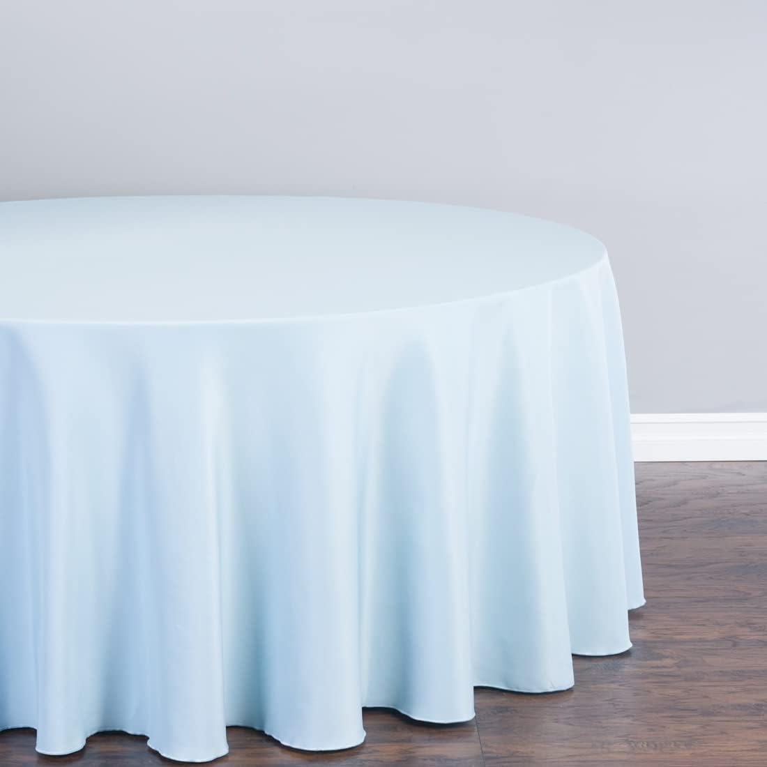 LTC LINENS Baby Blue Tablecloth 120 in Round for 60 Inch Circular Table - Washable, Wrinkle