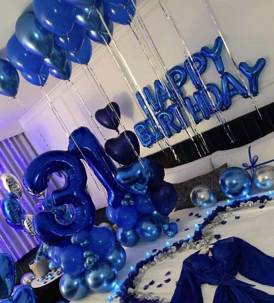Night Blue Helium Number Balloon 40 Inch, Giant Foil Night Blue Number 0 Birthday Balloons, Large