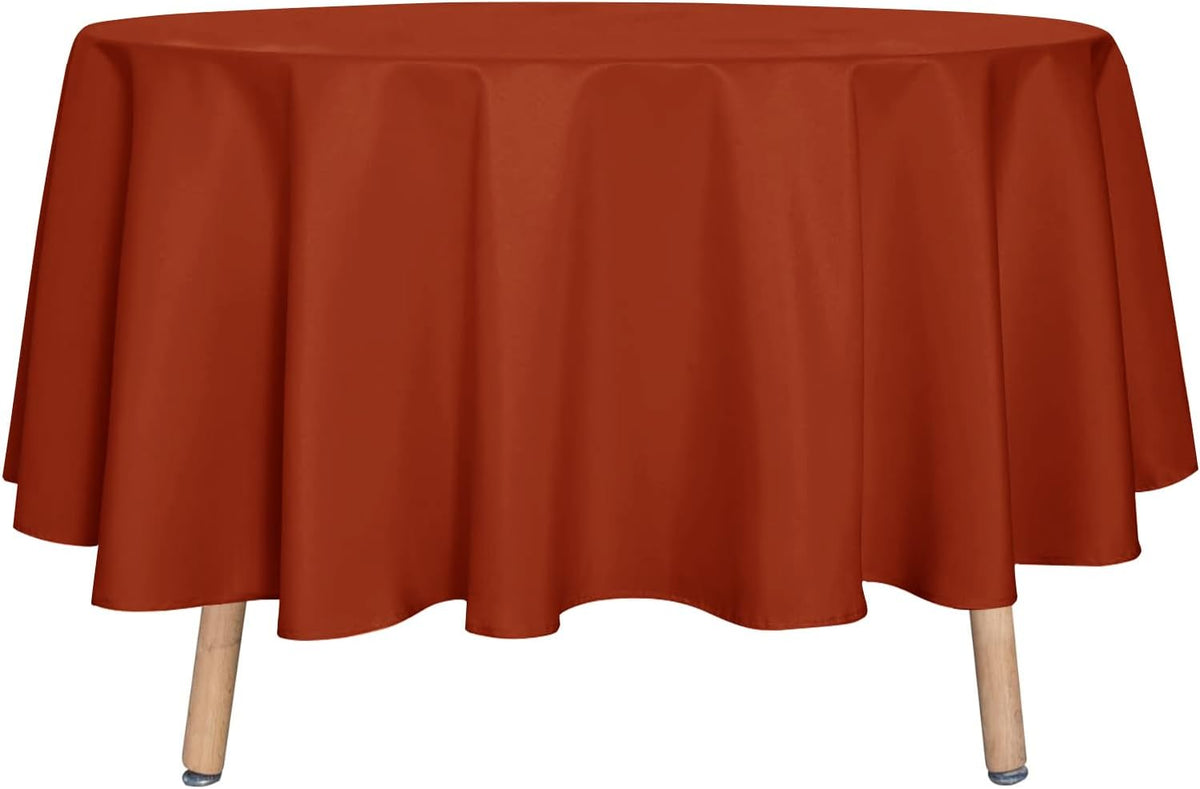 sancua Thanksgiving Round Tablecloth - 90 Inch Burnt Orange - Water Resistant Spill Proof Washable