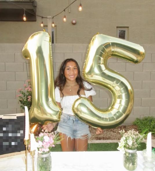 Light Gold 40 Inch Large Number 5 Birthday Balloon, Five 5th 15 25 35 50 55 Birthday Celebration