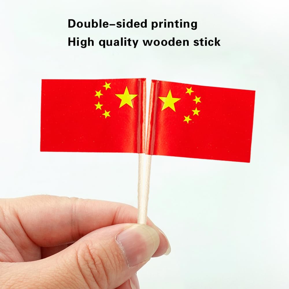 China Flag Chinese Flag, Small Mini China Toothpick Flags for Food, Cupcakes, Cocktails
