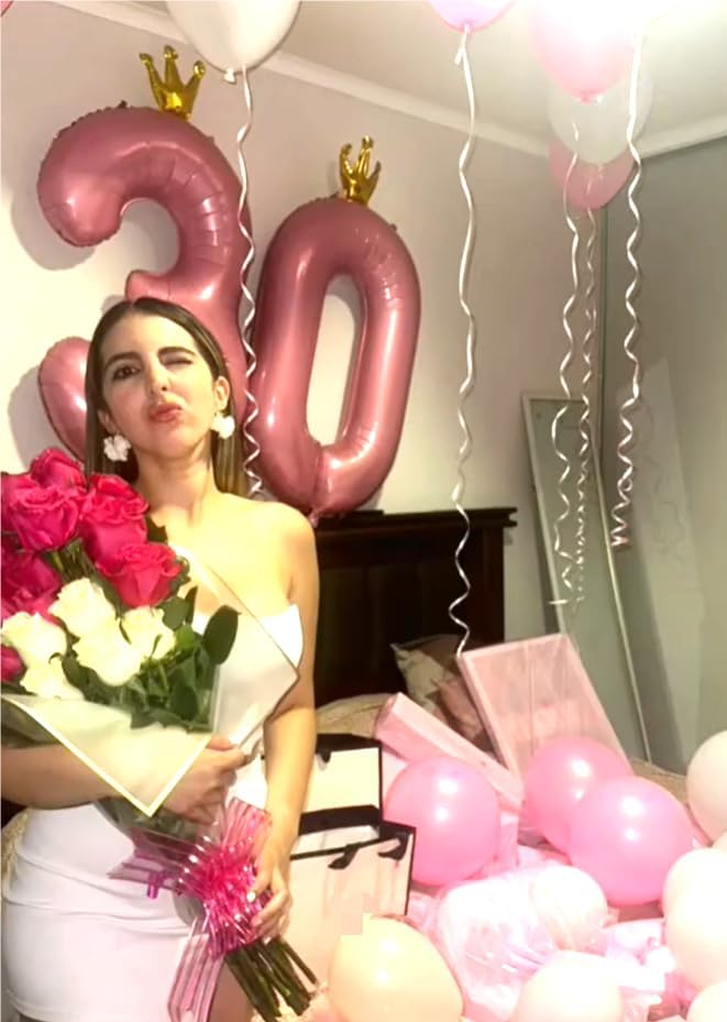 Pink Crown 40 Inch 0 Number Balloons, 0 Decorations for 10 20 30 40 50 60 70 80 90 100 Birthday