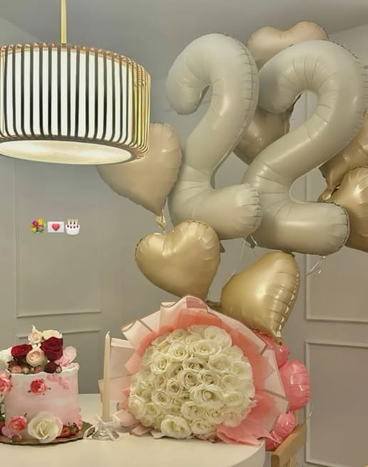 Big Cream White 2 Number Balloon 40 Inch Birthday Decoration, Number 2 Helium Balloon 12 20 22 23