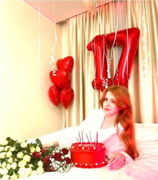 Number Balloon 40 Inch Red 7 Balloon, Red 7 Seven 7th Balloon Number Party Decorations, Number 7 17