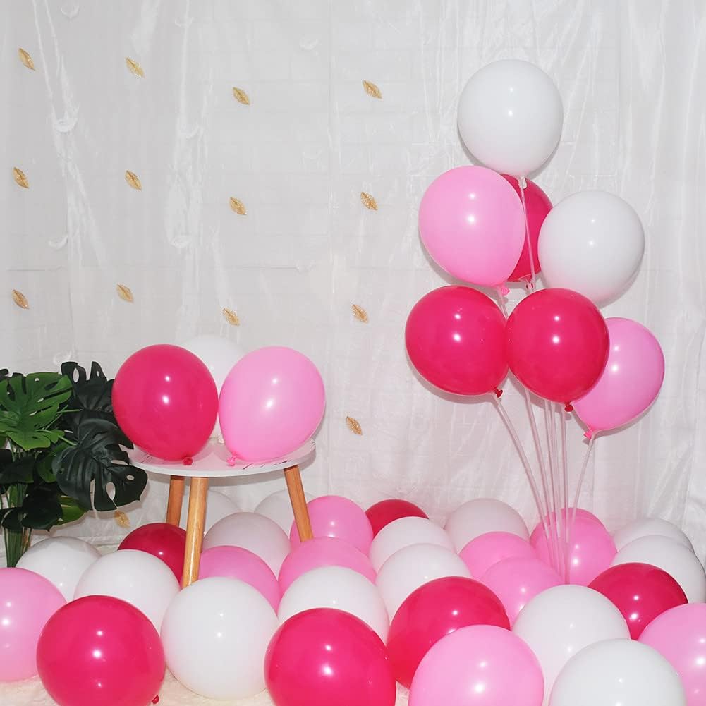 300 Pack Hot Pink Light Pink and White Balloons 5 Inch Pink White and Rose Red Mini Latex Assorted