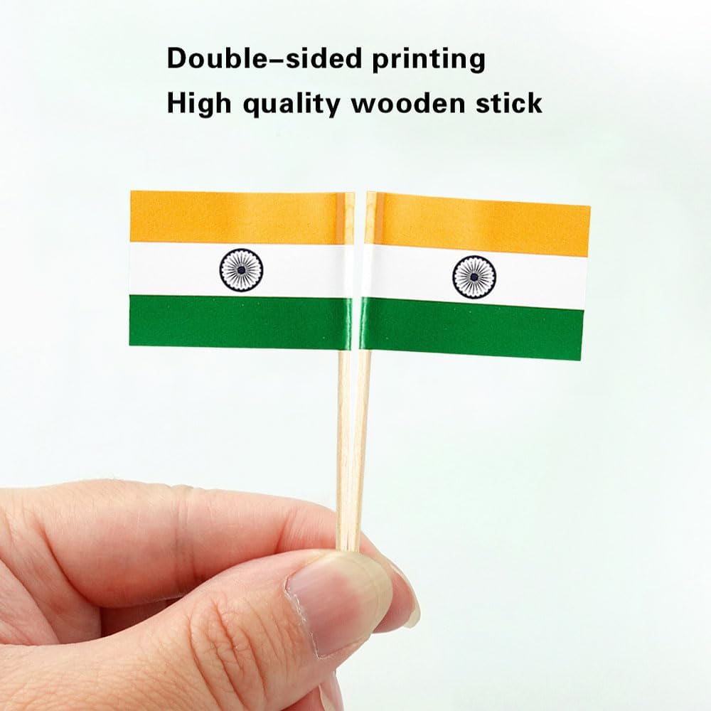 mflagperft India Flag Indian Flag, Small Mini India Toothpick Flags for Food, Cupcakes, Cocktails