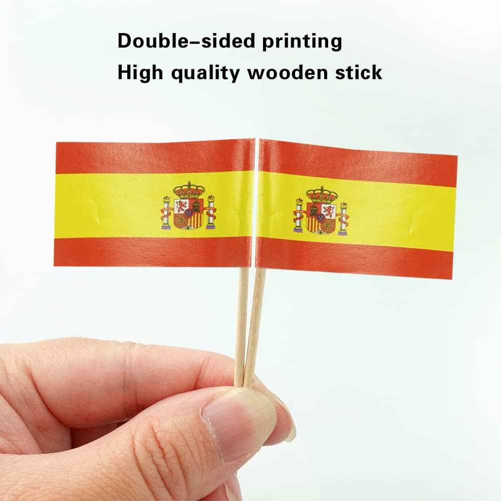 Spain Flag Spanish Flag, Small Mini Spain Toothpick Flags for Food, Cupcakes, Cocktails