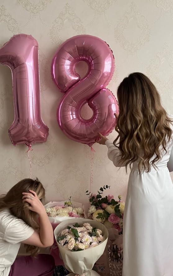 Pearlescent Pink Number 1 Balloon 40 inch, Number 1 Birthday Balloons for Boy Girl, Pearl Pink Foil