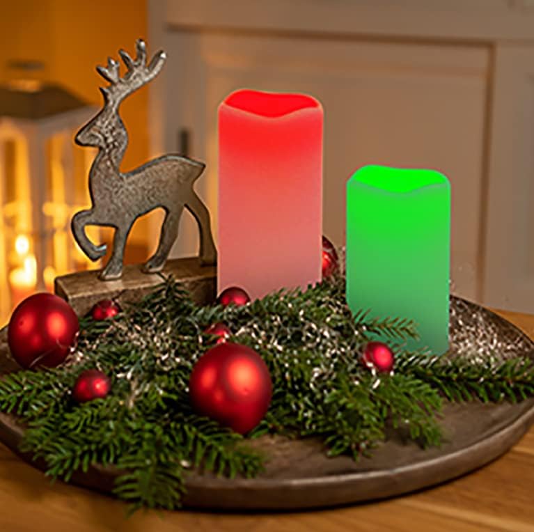 Enido Flameless Candles, Color Changing LED Candles(D: 3" x H: 4" 5" 6") Battery Operated Outdoor