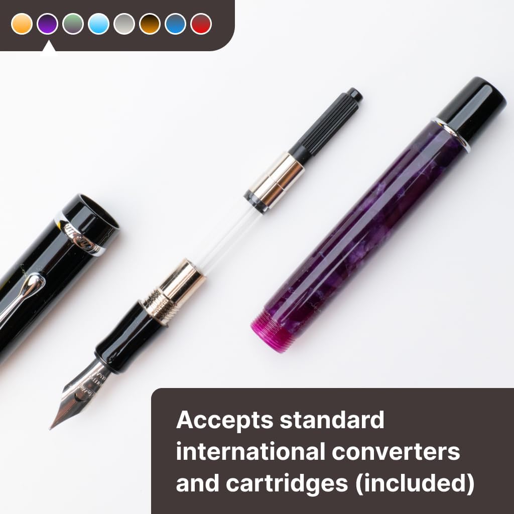 Conklin Duragraph Fountain Pen Purple Nights - Broad Nib, Elegant Writing Instrument with Rich